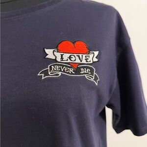 Sandro Navy Blue 'Love Never Die' Short Sleeve Tee